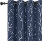 Elegant Light Grey Blackout Curtains with Silver Tree Branch Design, 63-Inch Length, Set of 2 Panels, Windproof, 38W x 63L