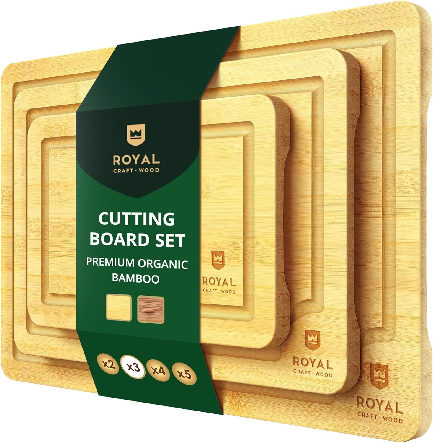 Premium Bamboo Cutting Board Set for Meal Preparation, Charcuterie, and Butchering - Ideal Gift for Culinary Enthusiasts