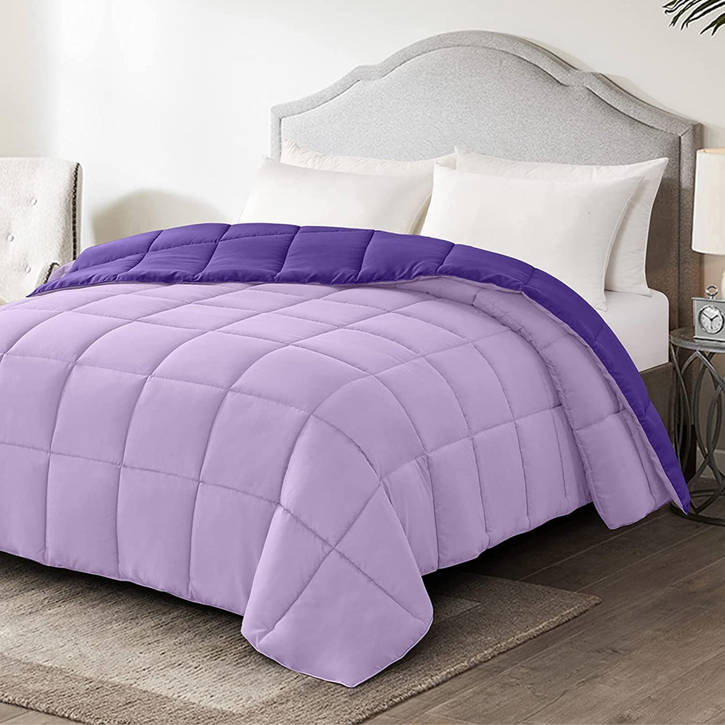 Reversible Twin Comforter in Plum and Light Purple - Ideal for Year-Round Comfort and Style