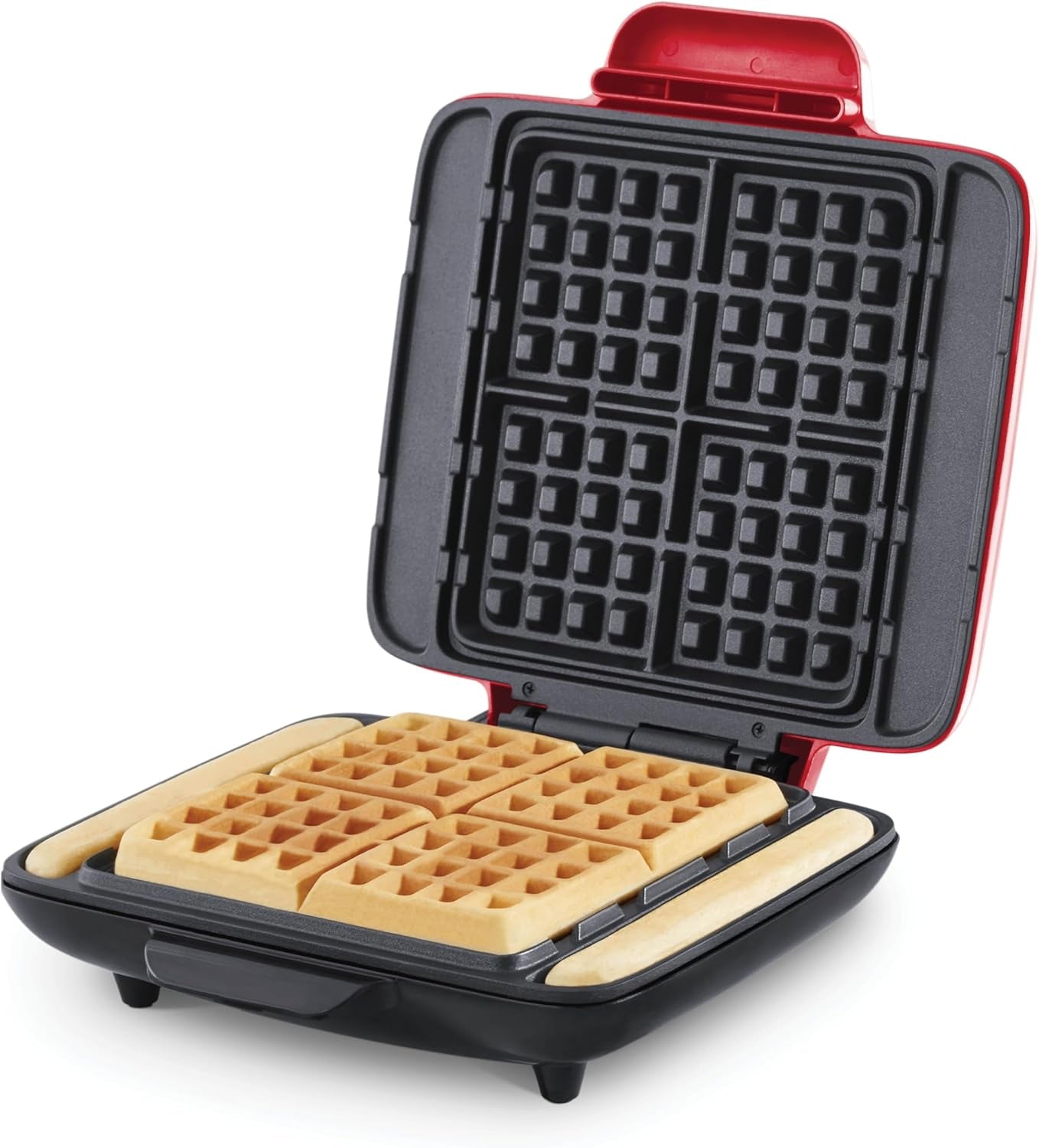 Deluxe Non-Stick Waffle Maker - 1200W with Versatile Breakfast Options, Hash Brown Feature, and Easy Clean Design in Red