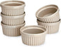 Stylish Set of 6 Beige and Gray Porcelain Ramekins for Desserts and Dipping Sauces