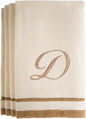 Custom Monogrammed Fingertip Towels Set of 4 - Luxurious Ivory with Golden Brown Embroidery - 100% Cotton, Extra Absorbent - Ideal for Bathroom or Kitchen - Initial H