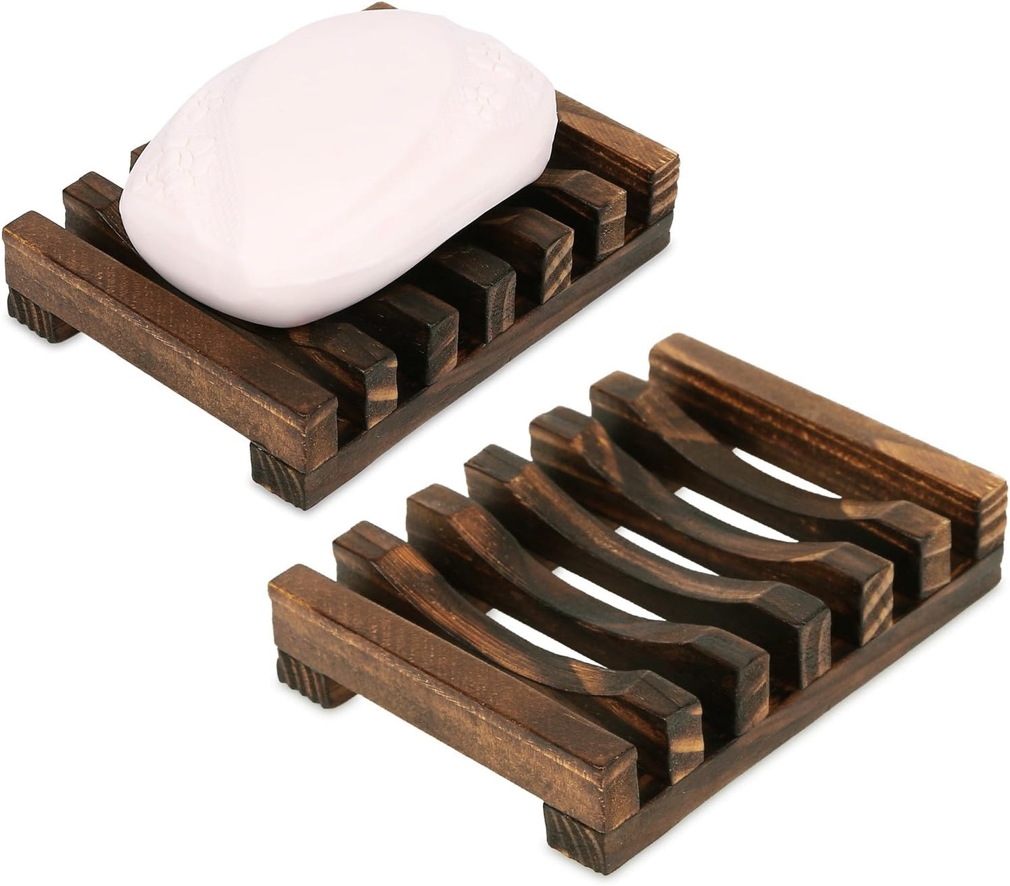 Handcrafted Rectangular Wooden Soap Dish - Sophisticated Soap Holder for Bathroom, Shower, and Sink (Single Pack)