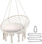 Y-STOP Macrame Hammock Chair - 330 lb Capacity, Hanging Cotton Rope Swing for Indoor and Outdoor Use, Light Grey