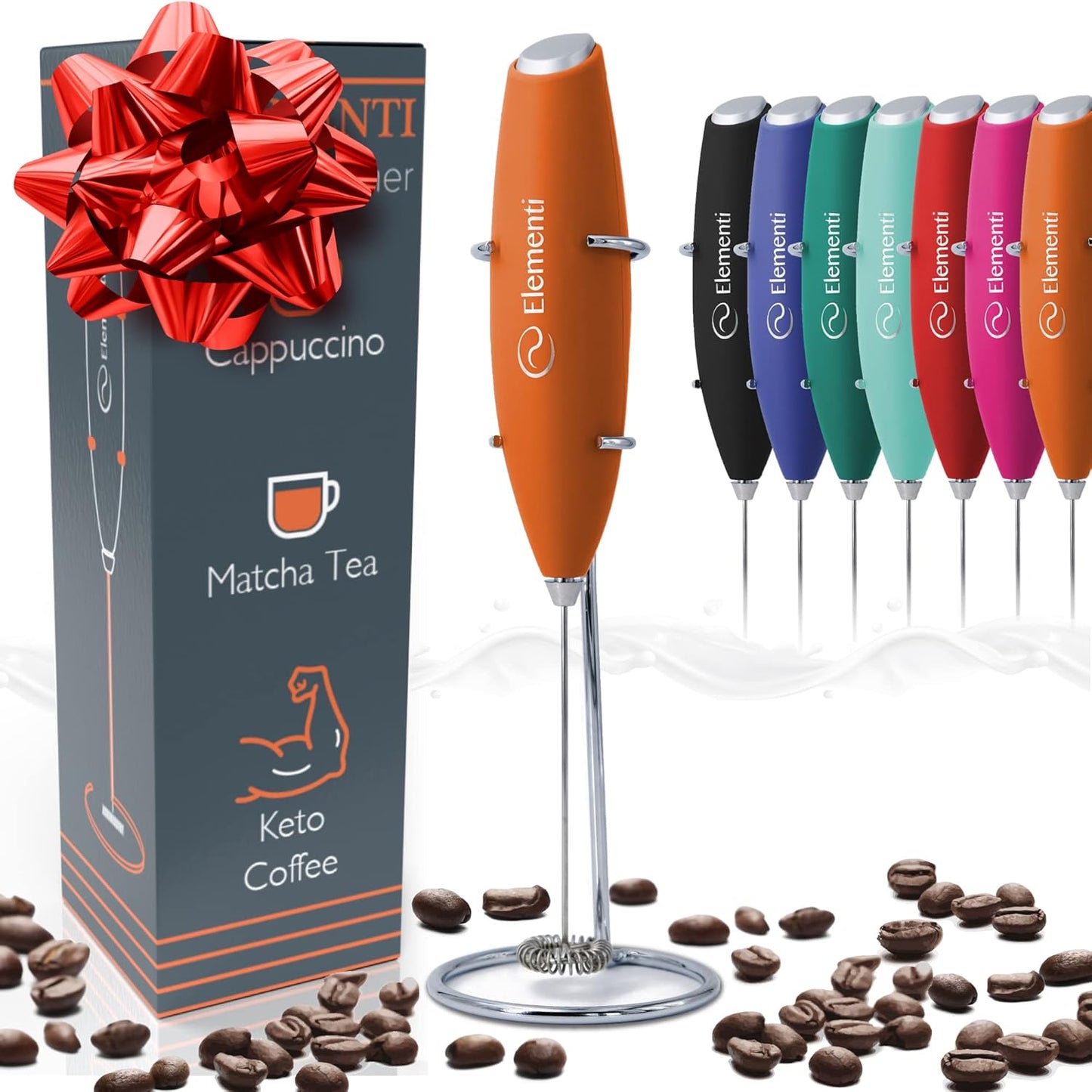 Premium Handheld Milk Frother and Drink Mixer with Stand - Perfect for Creating Cappuccinos, Lattes, and Hot Chocolate at Home (Black)
