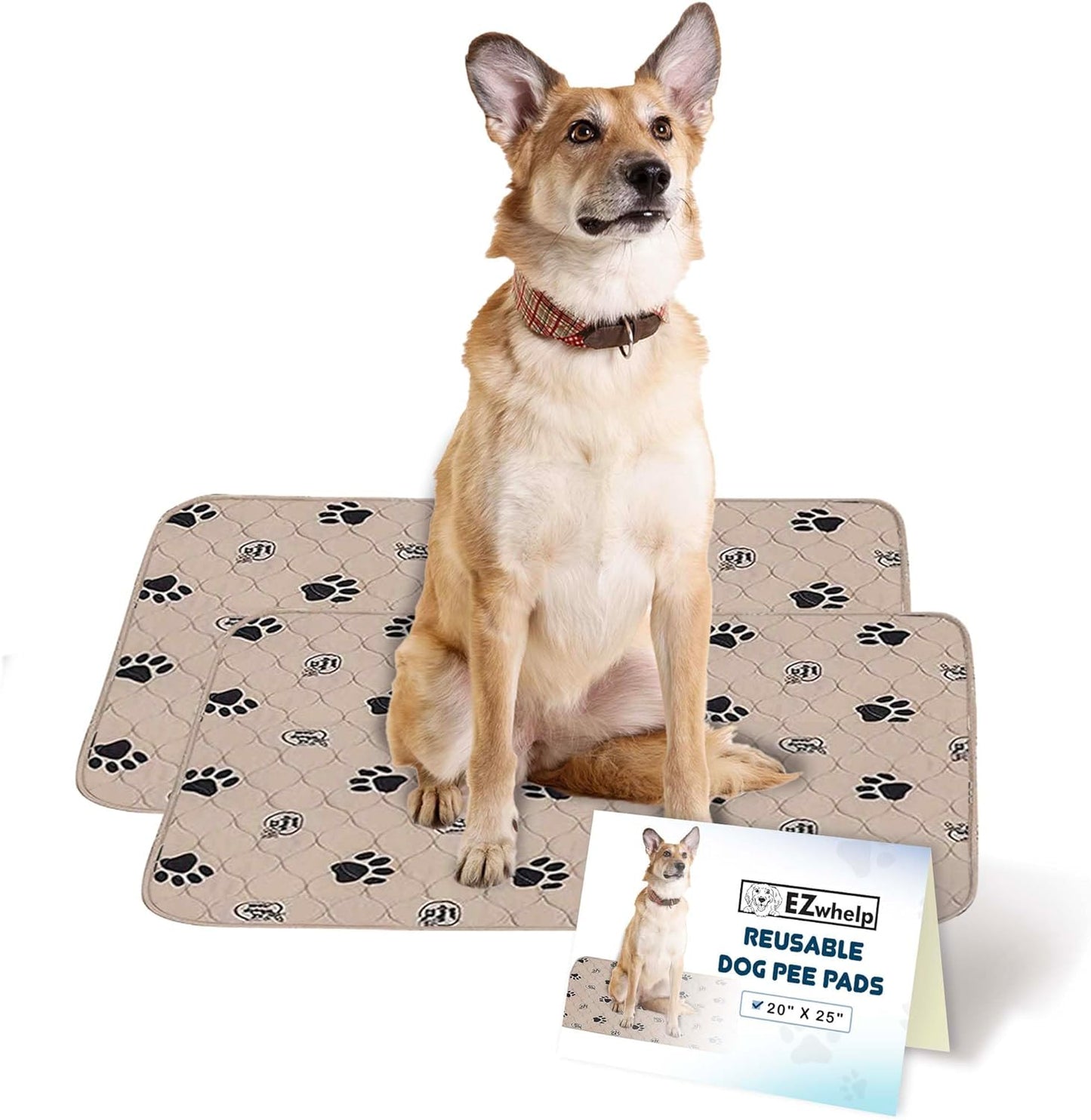 Washable and Reusable Dog Pee Pads - Waterproof Potty Training and Whelping Mats, 16.5 x 19.5 Inches, Pack of 2