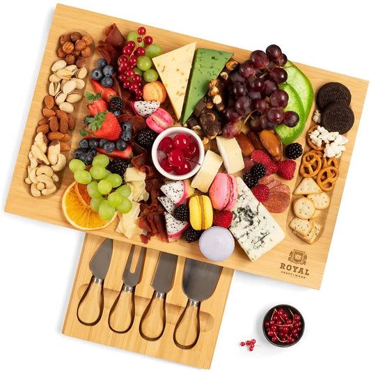 Luxury Bamboo Cheese Board and Knife Set for Elevated Entertaining and Charcuterie Enthusiasts