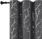 Elegant Light Grey Blackout Curtains with Silver Tree Branch Design, 63-Inch Length, Set of 2 Panels, Windproof, 38W x 63L