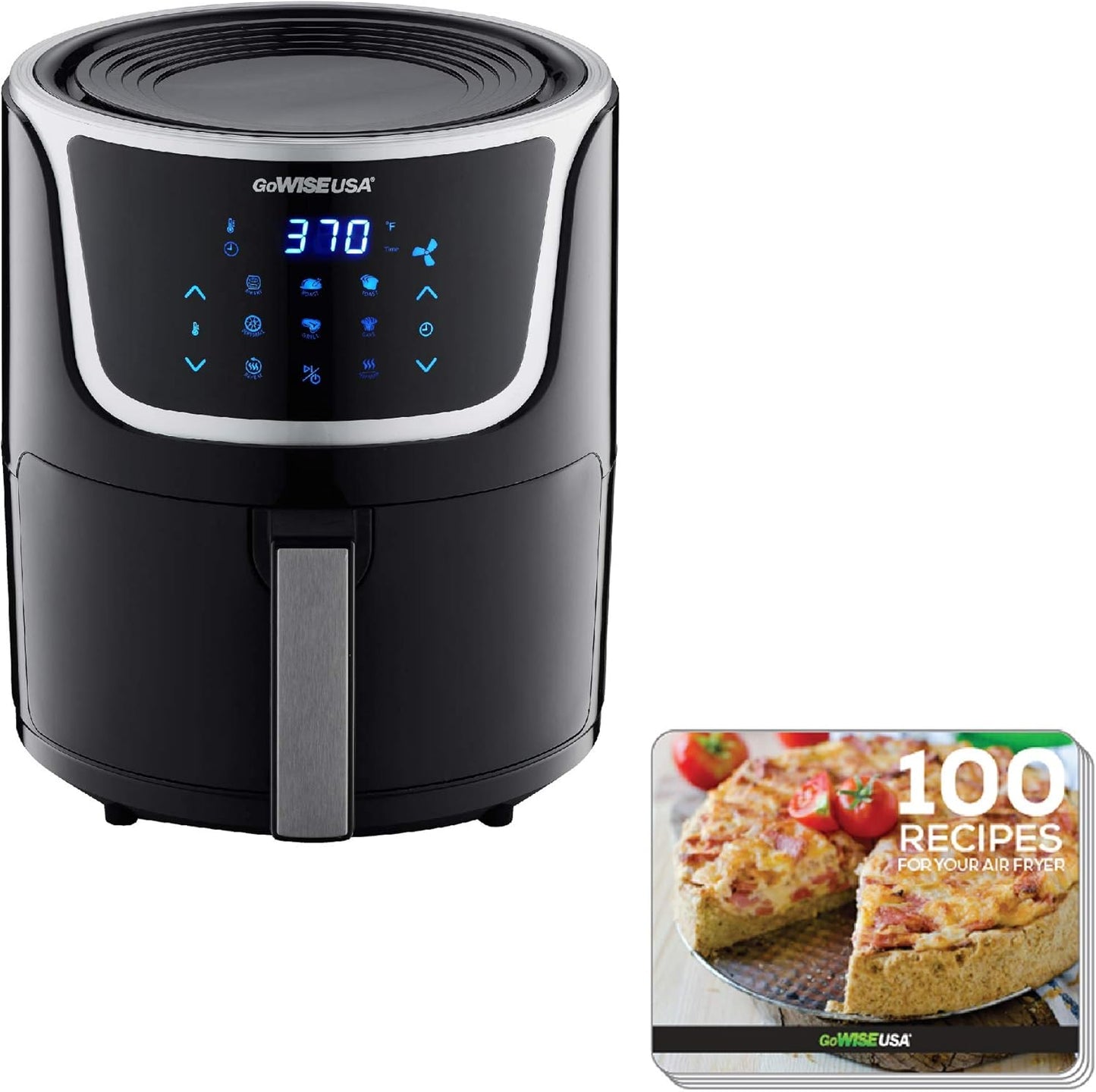 7-Quart Electric Air Fryer with Dehydrator, Digital Touchscreen, 8 Cooking Functions, and Triple Stackable Racks in Red and Silver