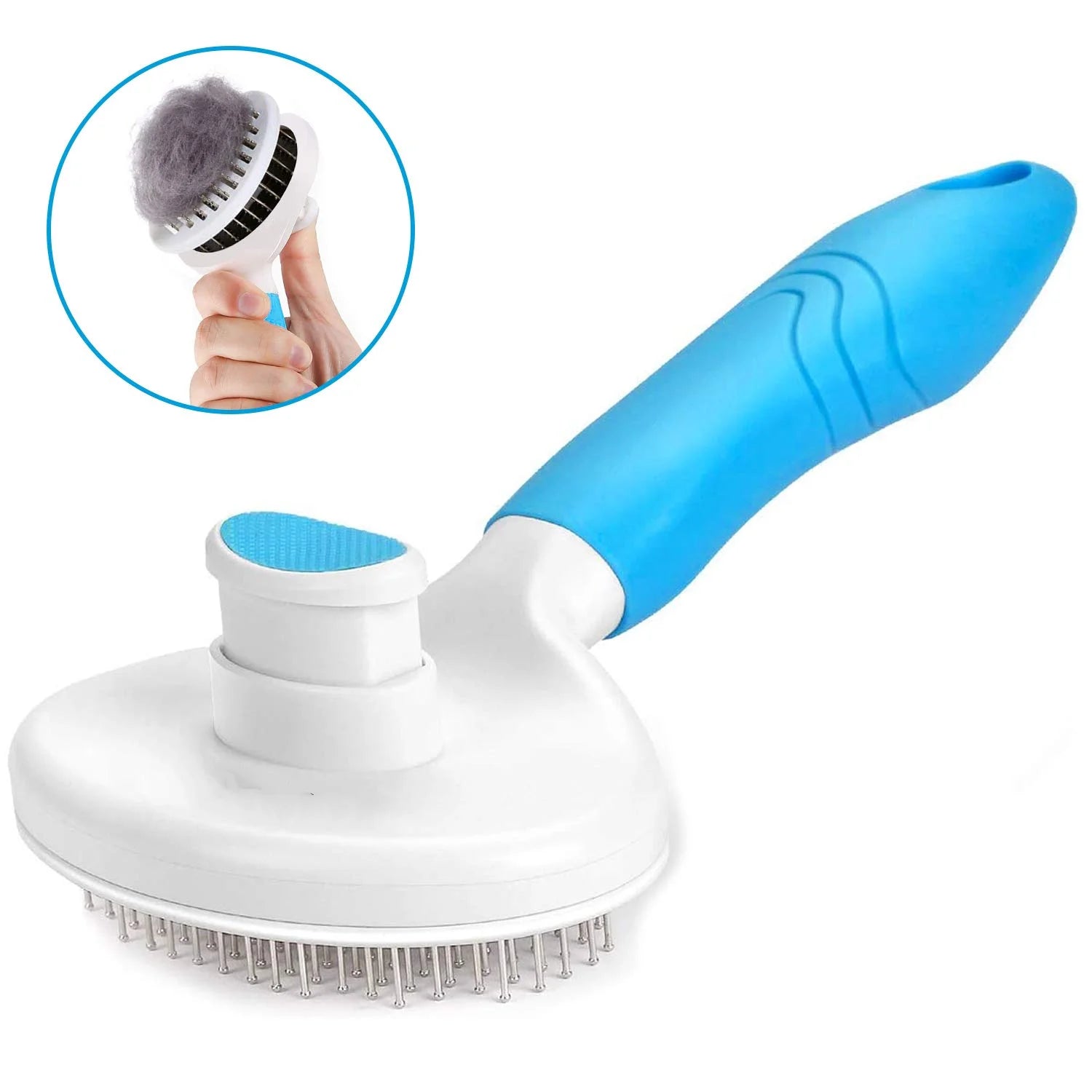 Self-Cleaning Slicker Brush for Dogs and Cats - Effective Grooming Tool for Removing Loose Undercoat, Mats, and Tangled Hair, Includes Flea Comb