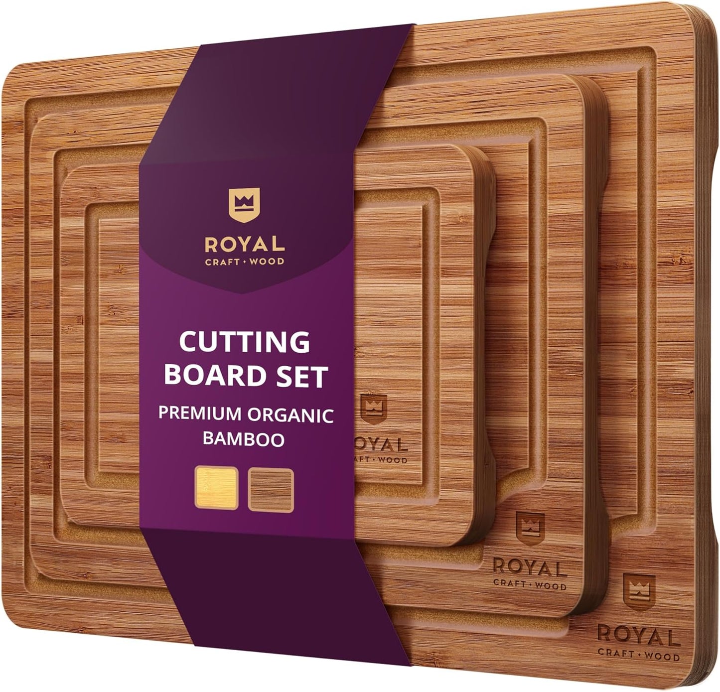 Premium Bamboo Cutting Board Set for Meal Preparation, Charcuterie, and Butchering - Ideal Gift for Culinary Enthusiasts