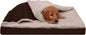 Premium Large Cooling Gel Dog Bed with Removable and Washable Cover for Medium to Large Dogs (Up to 55 lbs) - Espresso Berber and Suede Top Mattress