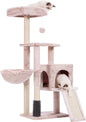 Multi-Tier Indoor Cat Tree and Tower with Scratching Board and Feeding Bowl in Light Gray HCT010M