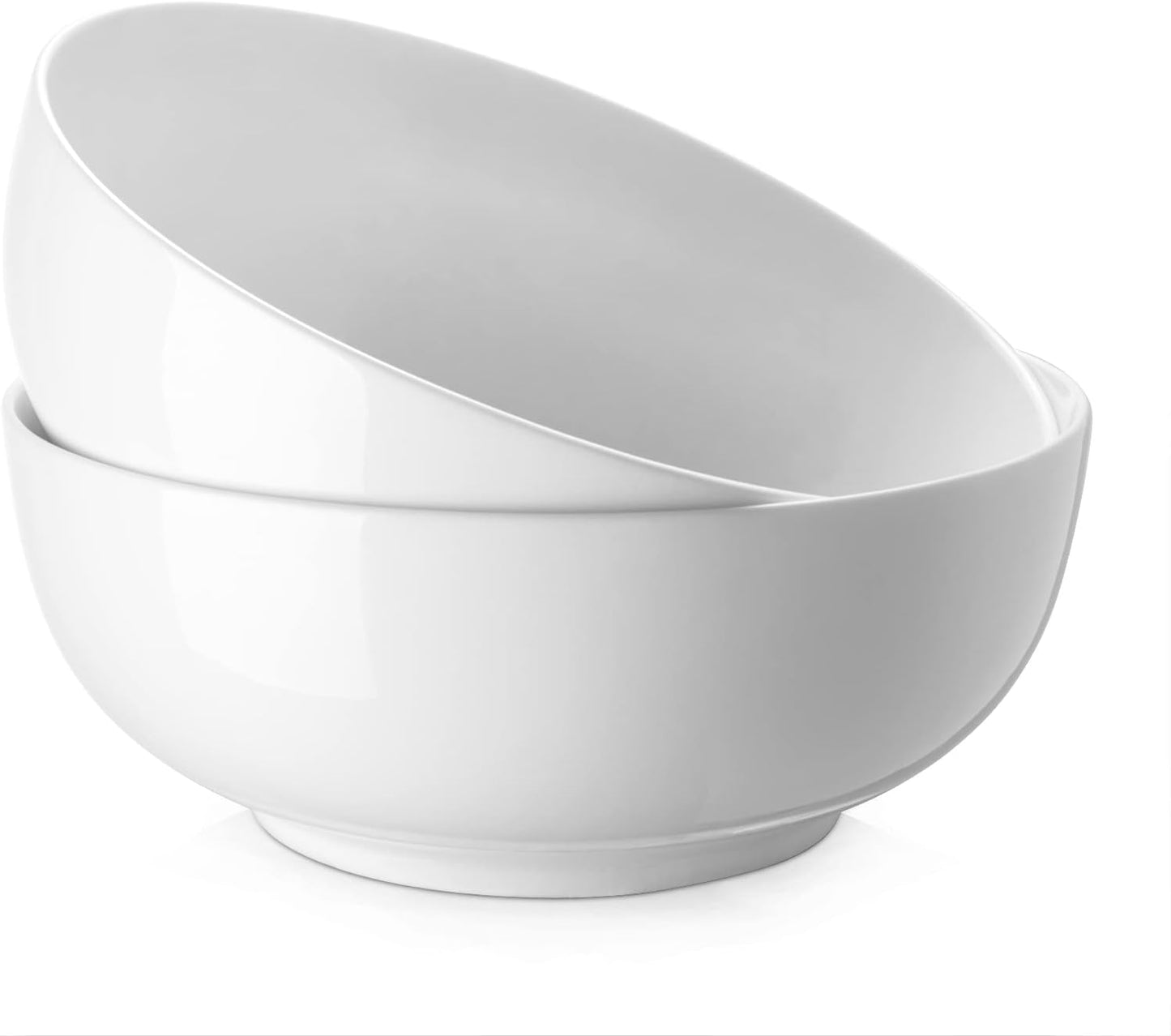 Large White Ceramic Serving Bowls, 9.5 Inches - Ideal for Salads, Fruits, and Side Dishes, Microwave and Dishwasher Safe, Perfect for Entertaining and Kitchen Aesthetics