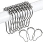 Rust-Resistant Metal Shower Curtain Hooks, Double Glide Design, Set of 12 in Matte Nickel, Ideal for Shower Curtains and Liners