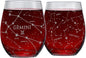 Libra Zodiac Hand-Etched Stemless Wine Glasses - Set of 2, 15 Oz