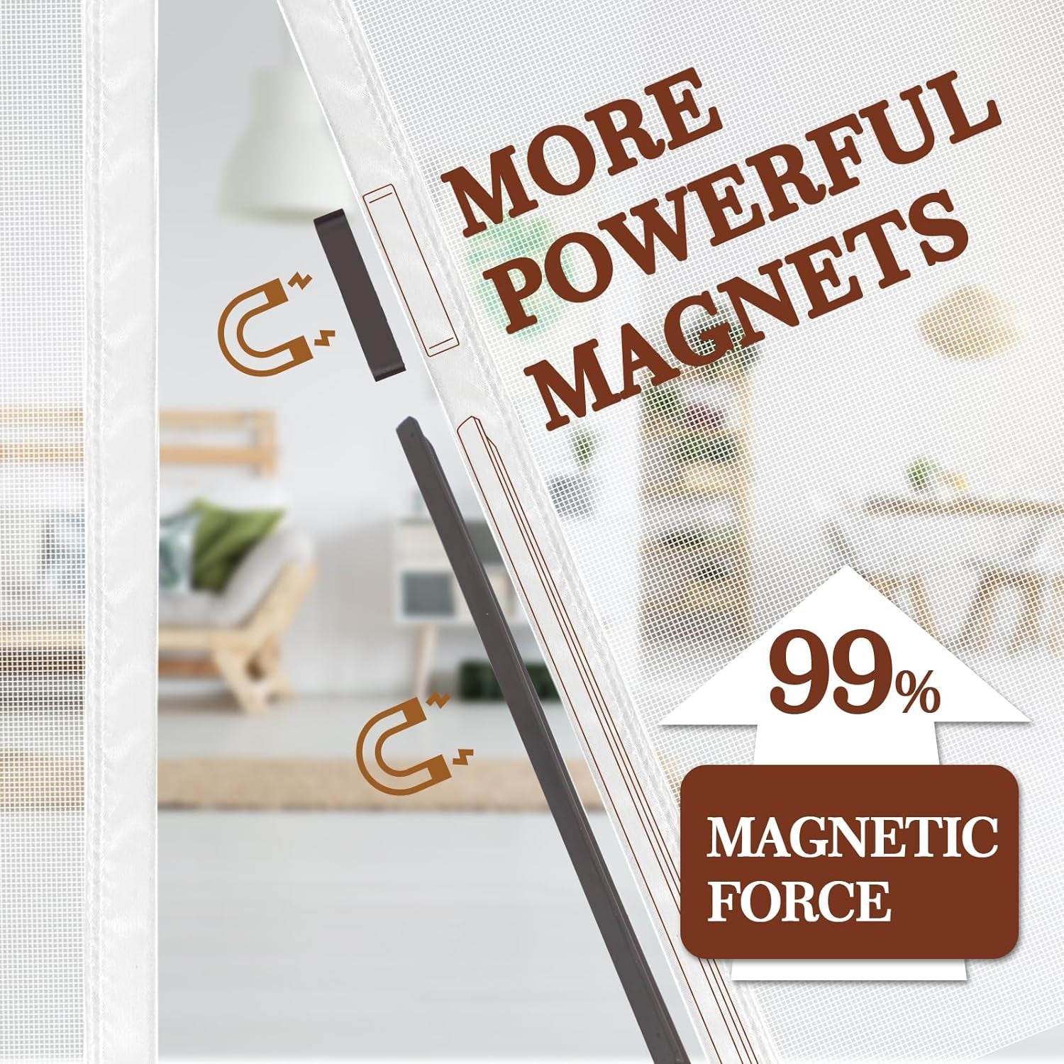 Magnetic Door Screen - High-Quality Anti-Tear Polyester for 36" x 80" and 38" x 81" Door Sizes