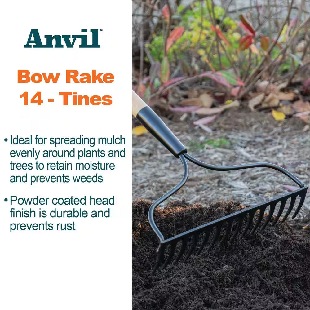 48-Inch Handle, 14-Tine Bow Rake