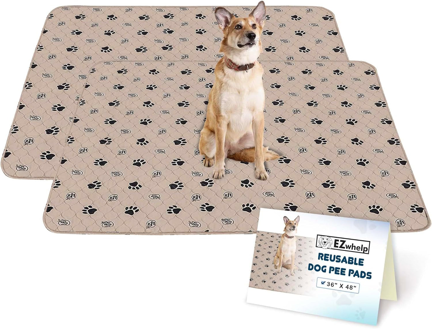 Washable and Reusable Dog Pee Pads - Waterproof Potty Training and Whelping Mats, 16.5 x 19.5 Inches, Pack of 2