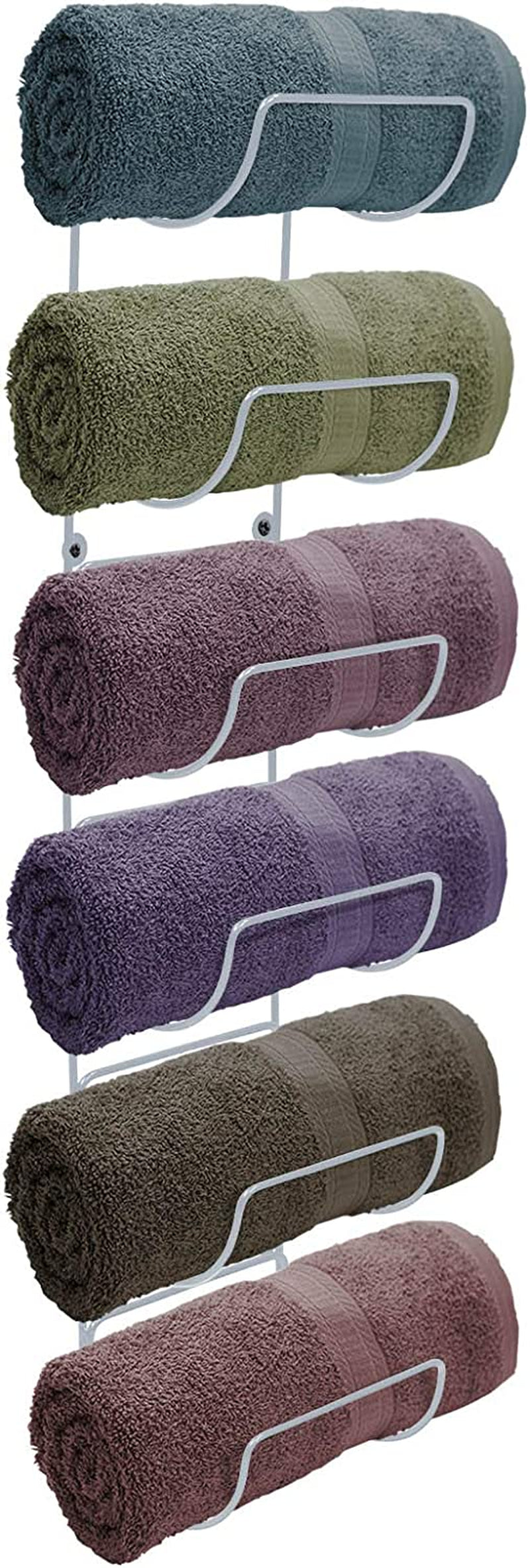 Wall-Mounted Towel Rack - Silver Metal Organizer with 6 Compartments for Bathroom, Linens, Gym, RV, and Cabinets - Versatile Wine Rack for Kitchen, Bar, and Wine Cellar