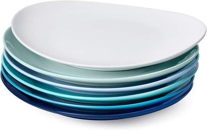 Set of 6 Porcelain Dessert Plates - 7.8 Inch Appetizer and Salad Plates in Rainbow Palette - Dishwasher, Microwave, and Oven Safe