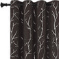 Elegant Light Grey Blackout Curtains with Silver Tree Branch Design, 63-Inch Length, Set of 2 Panels, Windproof, 38W x 63L