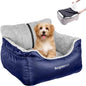 Portable Dog Car Seat for Small Pets - Detachable and Washable Soft Booster Seat with Storage Pockets and Clip-On Leash, Suitable for Pets Up to 25 lbs, Blue