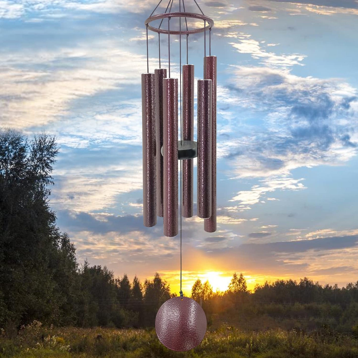 36-Inch Outdoor Wind Chimes - Elegantly Tuned for Relaxation and Soothing Melodies, Black Memorial Chimes for Sympathy and Remembrance