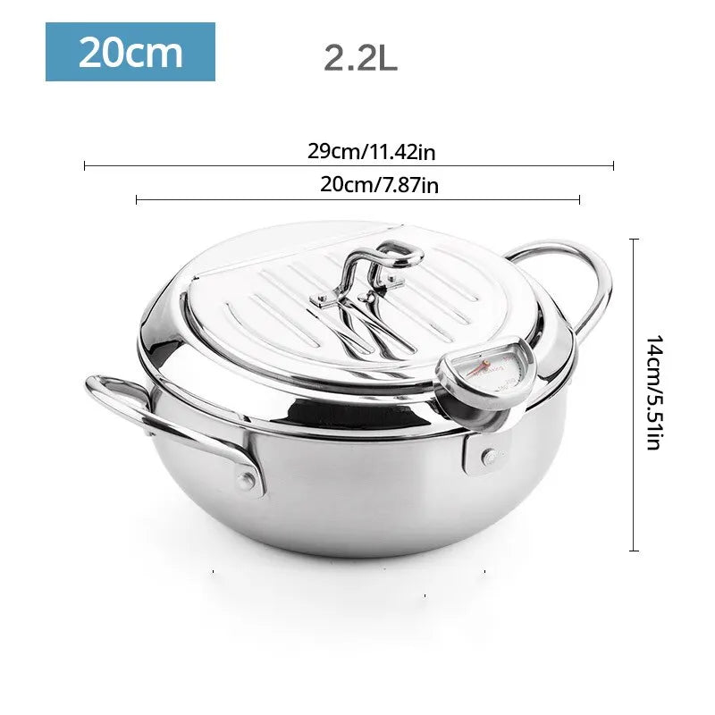Stainless Steel Oil Pan Thermometer with Cover for Tempura and Frying Applications