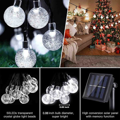 Solar-Powered 50 LED Outdoor String Lights - Waterproof Garden Pathway Decoration in White