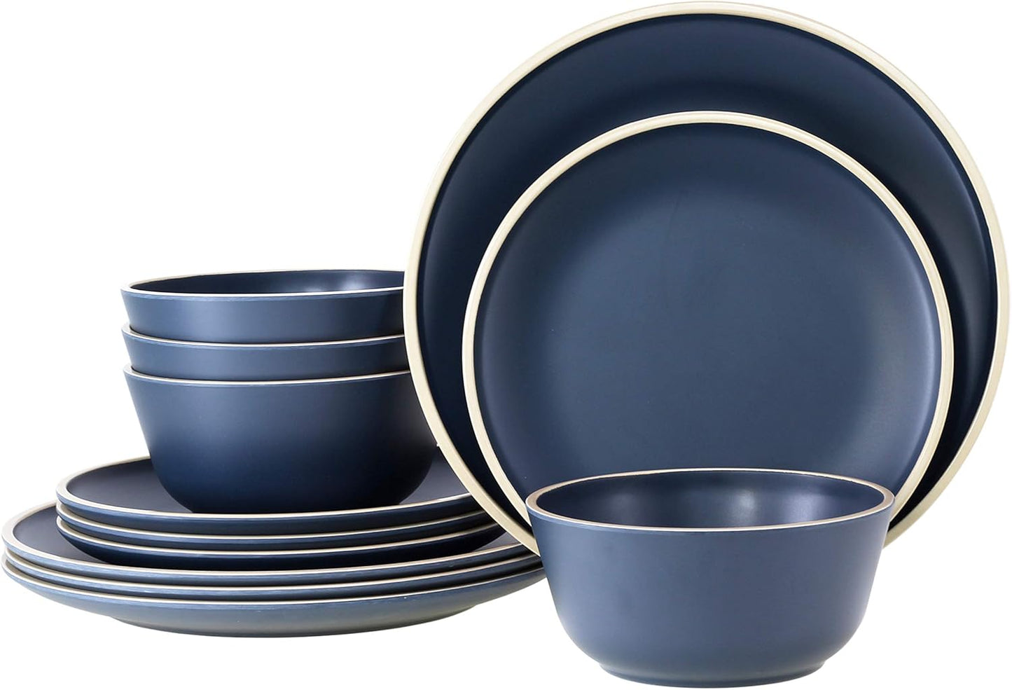 Melamine Dinnerware Set for 4 - 12-Piece BPA-Free Mint Green Plates and Bowls for Versatile Indoor and Outdoor Dining