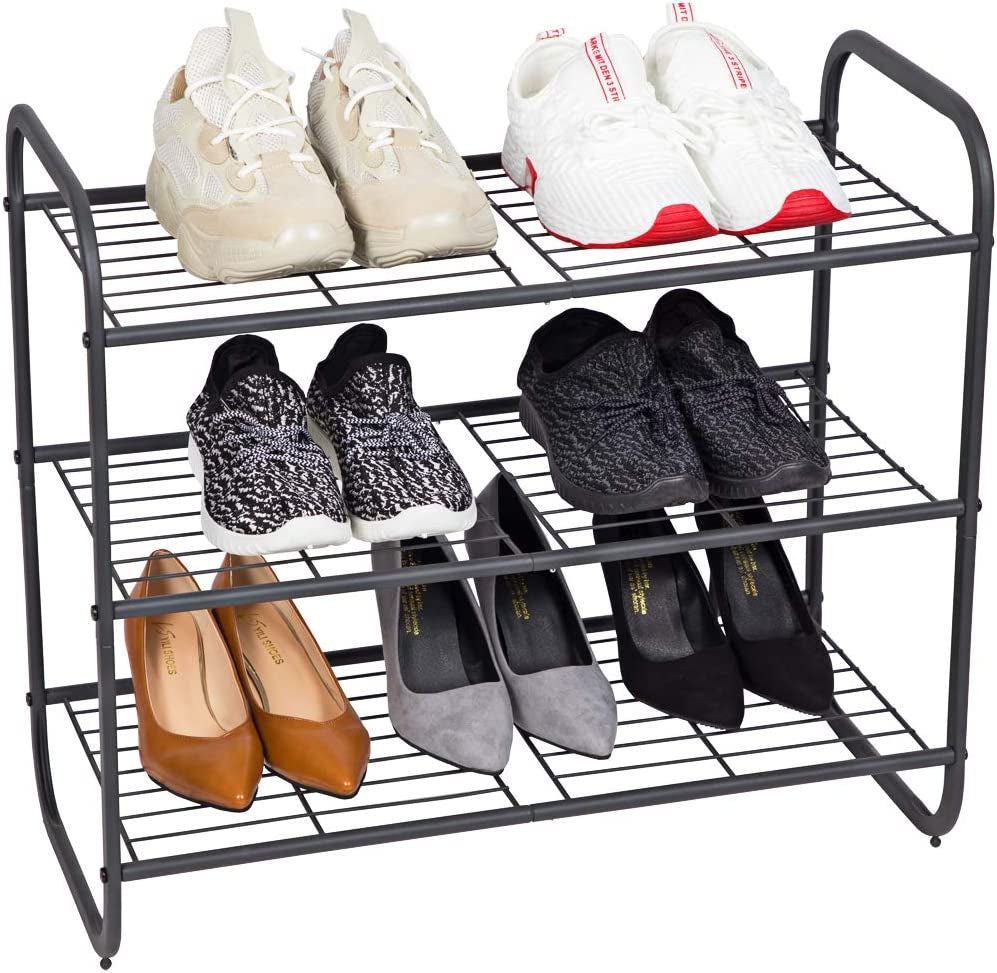 4-Tier Dark Grey Fabric Shoe Rack Organizer for Entryway, Hallway, and Bedroom Storage Solutions