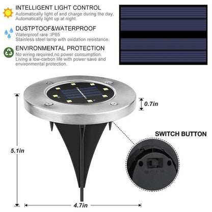 Solar LED Waterproof Landscape Ground Lights, Set of 4