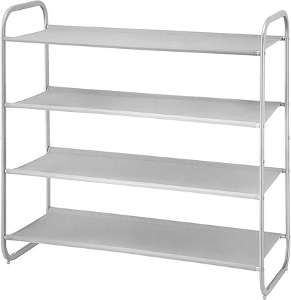 4-Tier Dark Grey Fabric Shoe Rack Organizer for Entryway, Hallway, and Bedroom Storage Solutions