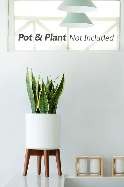 Mid-Century Modern Indoor Plant Stand - Brown Floral Display Holder for Home Decor (Plants and Pots Not Included)