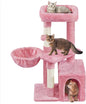 34-Inch Plush Indoor Cat Tree with Condo, Platform, and Basket for Kittens